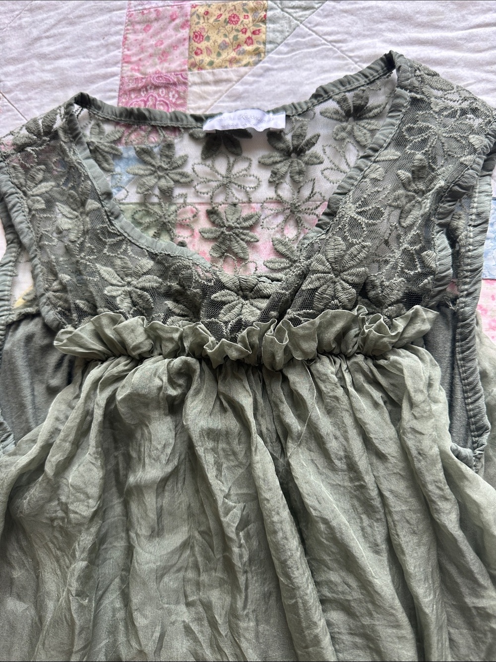 W—Women’s Olive Green Silk Maxi dress - Picture 8 of 11
